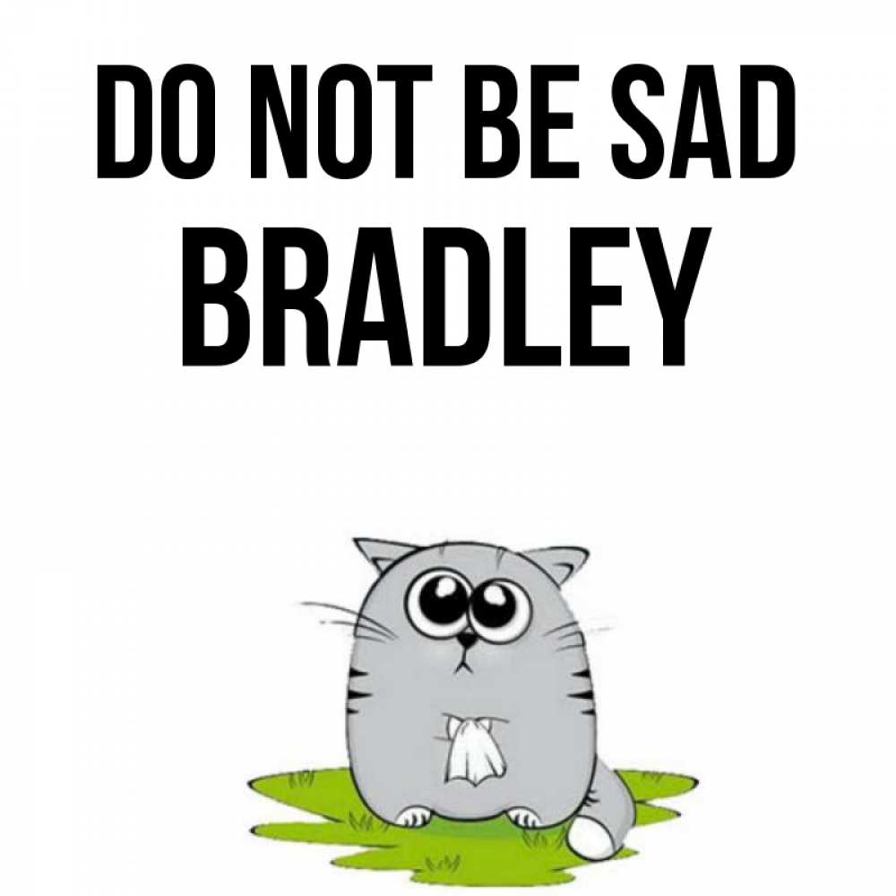 Greetings card с именем, Bradley Do not be sad грустный котяра Greetings with text for free download 
