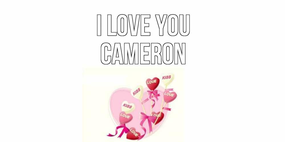 Greetings card с именем, Cameron I love you сердце, леденцы Greetings with text for free download 