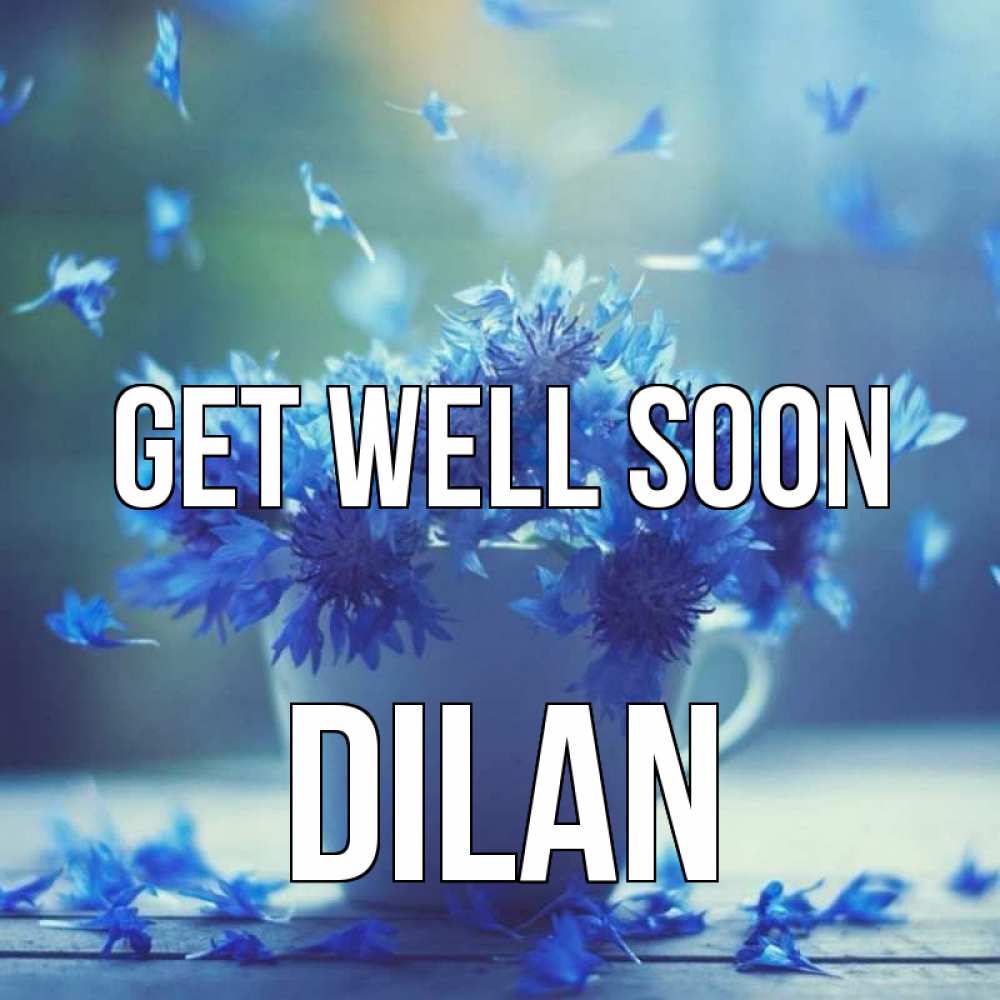 Greetings card с именем, Dilan Get well soon кружка с зельем и цветами Greetings with text for free download 