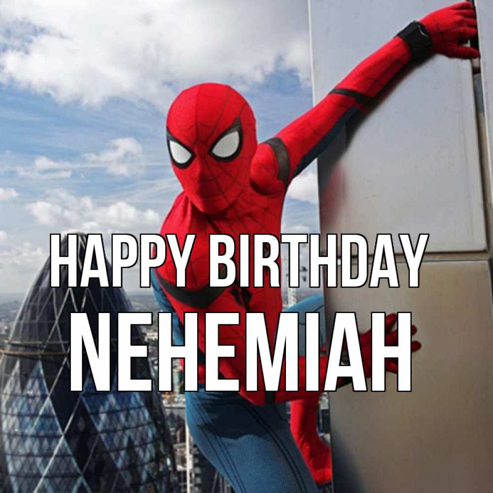 Greetings card с именем, Nehemiah Happy Birthday Марвел Greetings with text for free download 