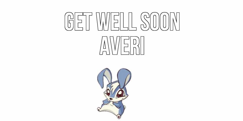 Greetings card с именем, Averi Get well soon серый заяц на открытке про выздоравление Greetings with text for free download 