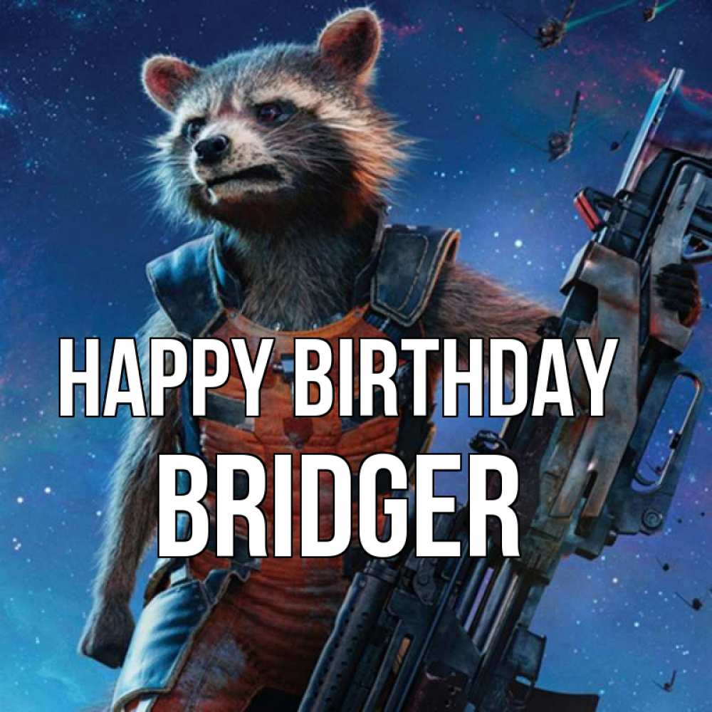 Greetings card с именем, Bridger Happy Birthday реактивный Рокета Greetings with text for free download 