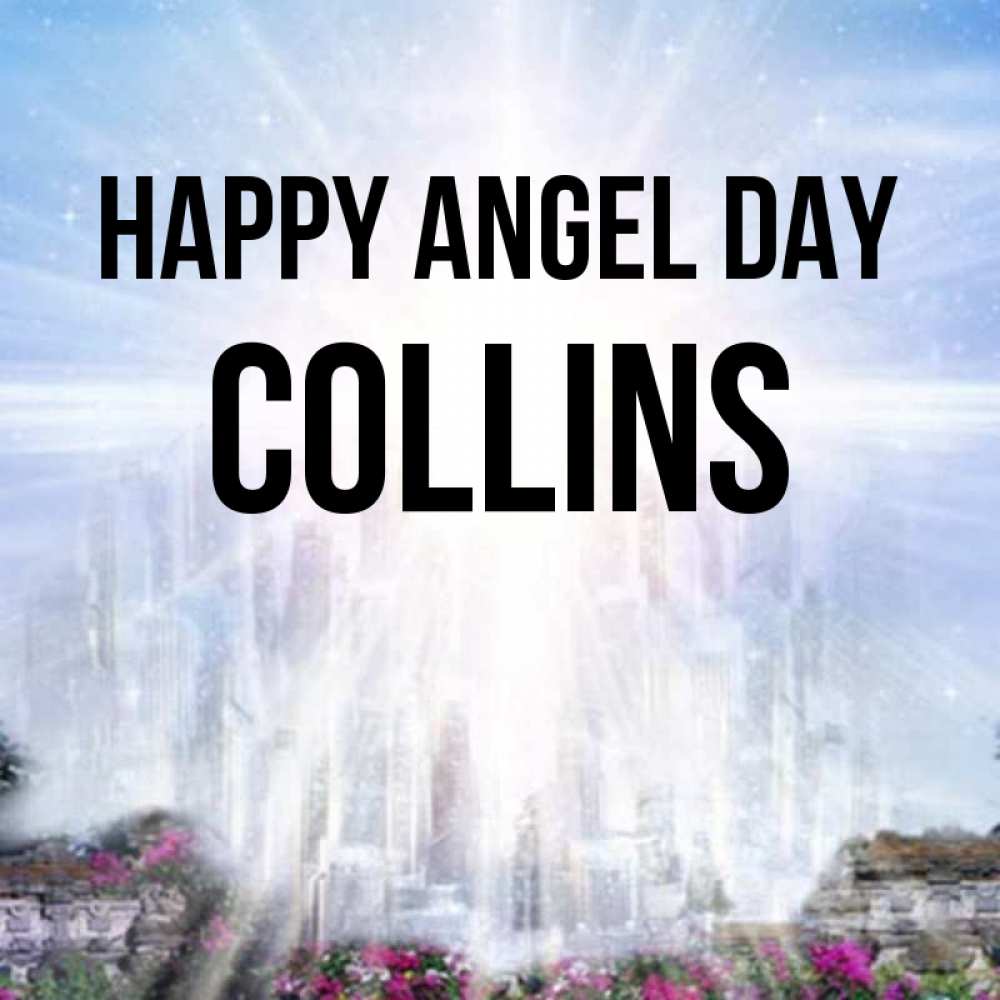 Greetings card с именем, Collins happy angel day небесный свет Greetings with text for free download 