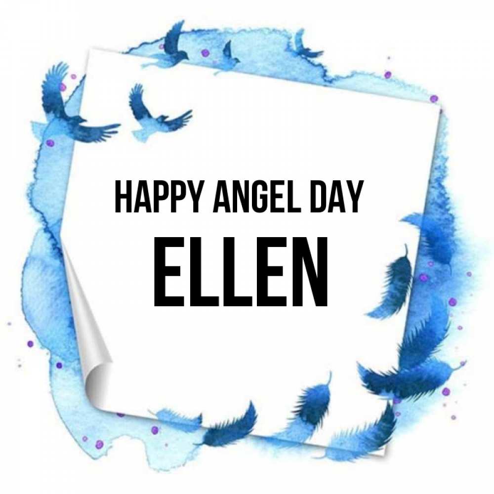 Greetings card с именем, Ellen happy angel day красивые птицы летят Greetings with text for free download 