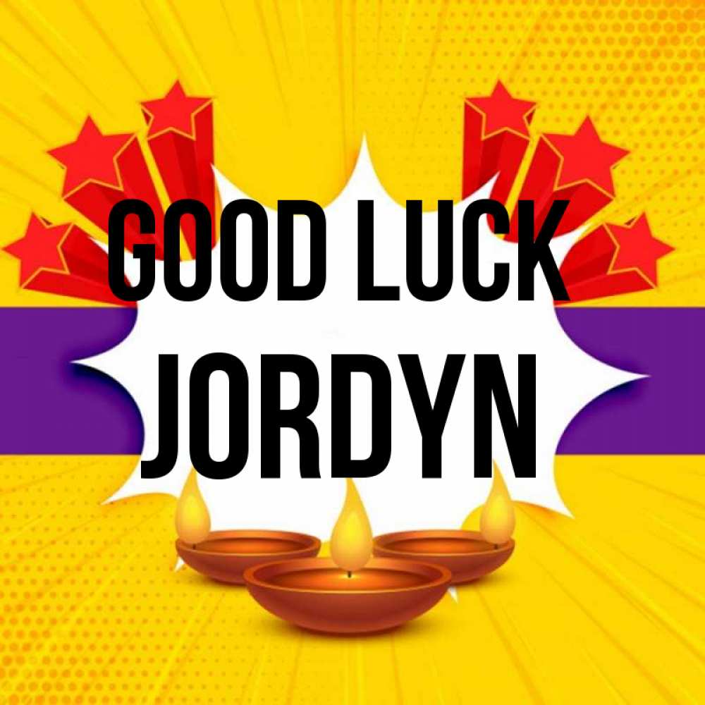 Greetings card с именем, Jordyn Good luck векторное изображение Greetings with text for free download 