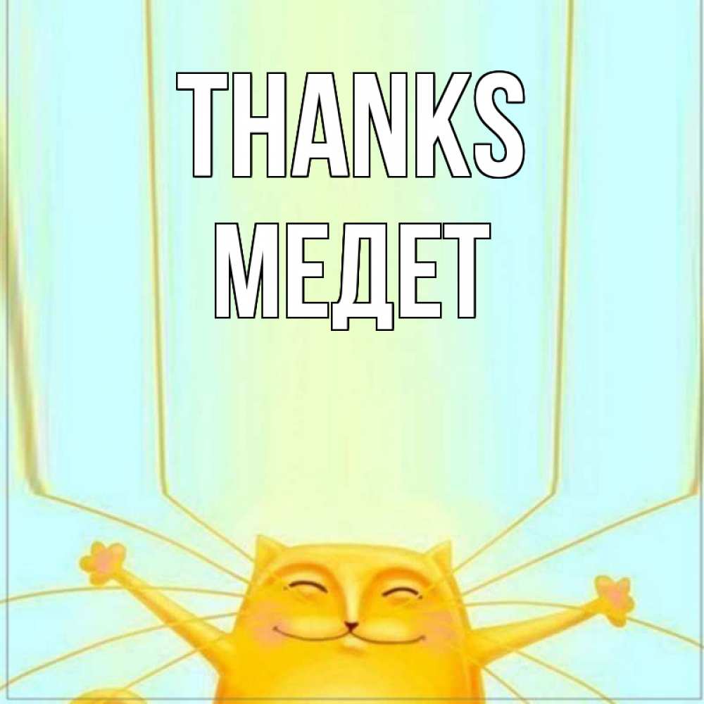 Greetings card с именем, МЕДЕТ Thanks кот с усами благодарит Greetings with text for free download 