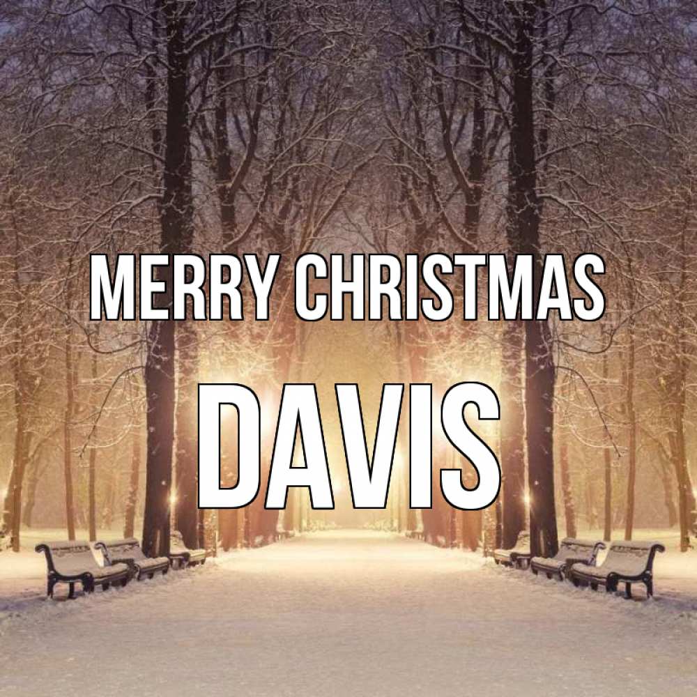 Greetings card с именем, Davis Merry Christmas зима, парк, фонарь, лес Greetings with text for free download 