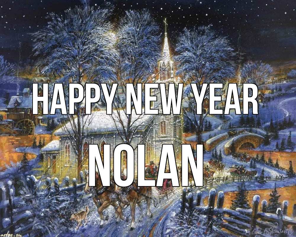 Greetings card с именем, Nolan Happy New Year упряжка лошадей, лошади, новый год Greetings with text for free download 