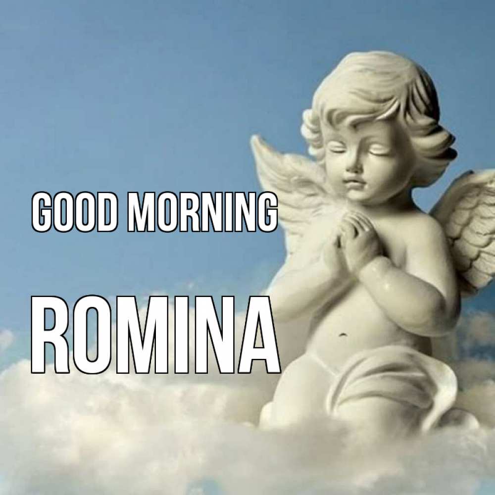 Greetings card с именем, Romina Good morning скульптура ангела сидящего на облаке Greetings with text for free download 