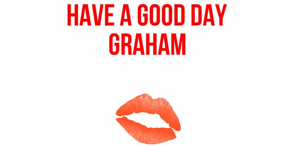 Greetings card с именем, Graham Have a good day удачного дня с поцелуем Greetings with text for free download 