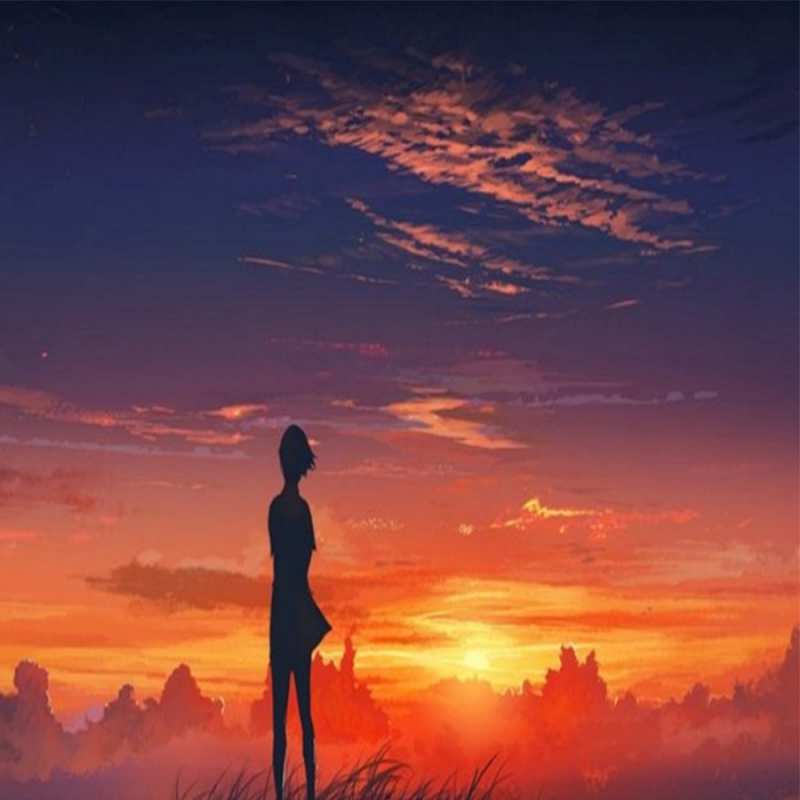 Открытка вечернее небо  стройная девушка  I want to hug you 