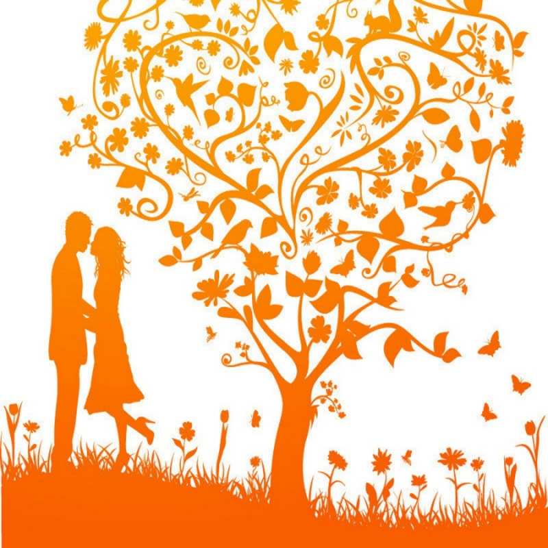 Открытка оранжевое узорчатое дерево  красивый векторный клипарт  I want to hug you 