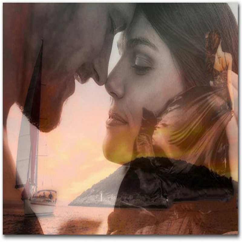 Открытка Море яхта пляж  возлюбленные  I want to hug you 