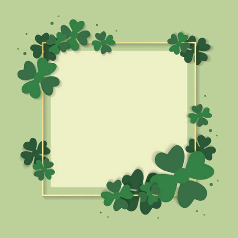 Открытка подпись в рамке из клевера  на удачу  Good luck 