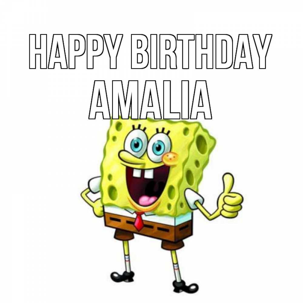 Greetings card с именем, Amalia Happy Birthday герои мультфильмов Greetings with text for free download 