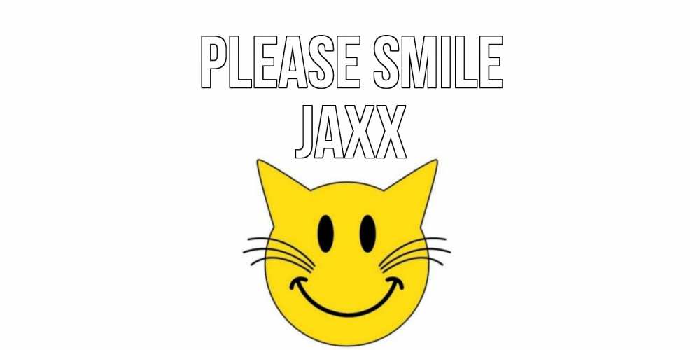 Greetings card с именем, Jaxx Please smile кот, улыбка Greetings with text for free download 