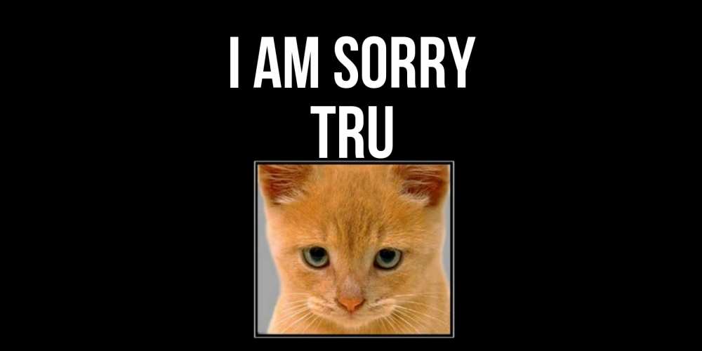 Greetings card с именем, Tru I am sorry рыжий грустный кот просит прощения Greetings with text for free download 