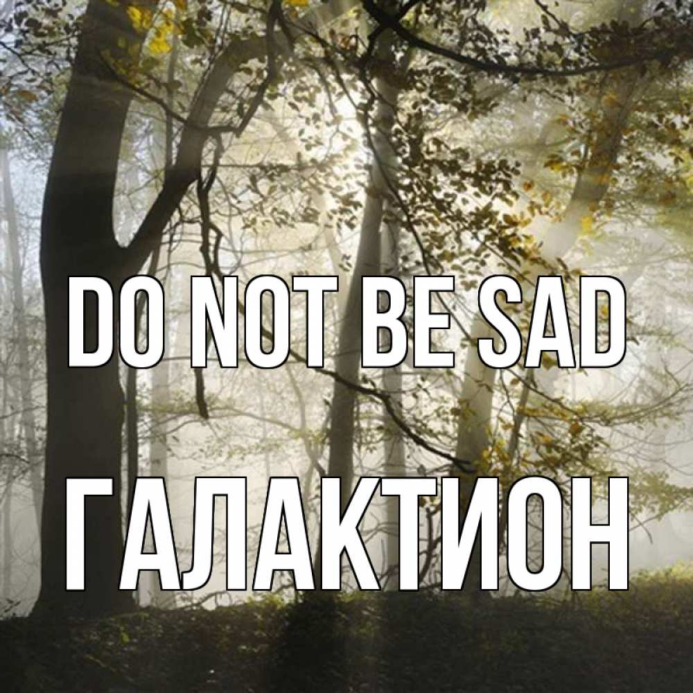 Greetings card с именем, Галактион Do not be sad лес и свет Greetings with text for free download 