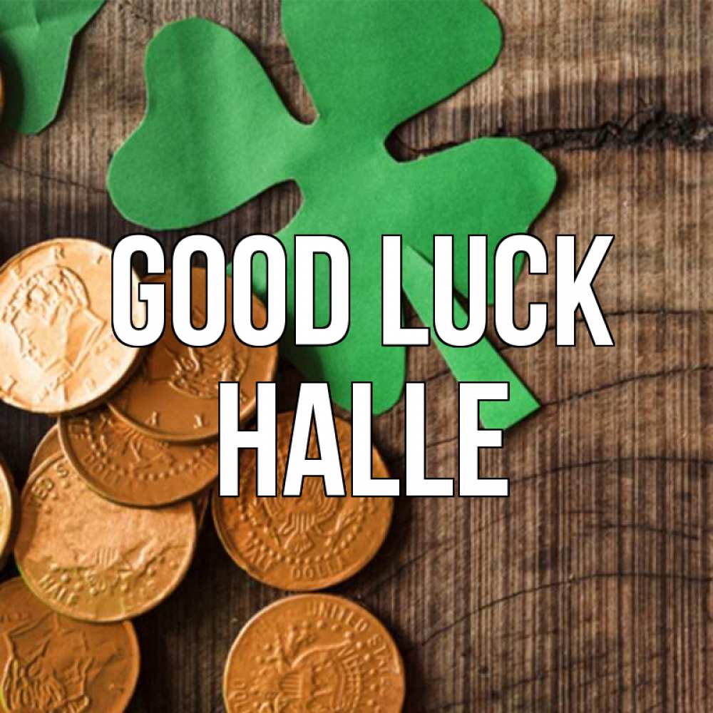 Greetings card с именем, Halle Good luck деревянный фон Greetings with text for free download 