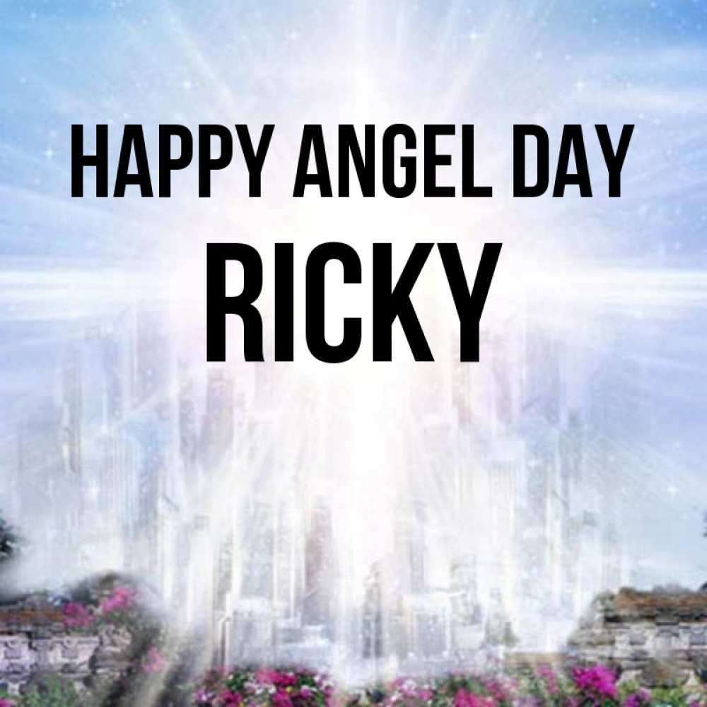 Greetings card с именем, Ricky happy angel day небесный свет Greetings with text for free download 