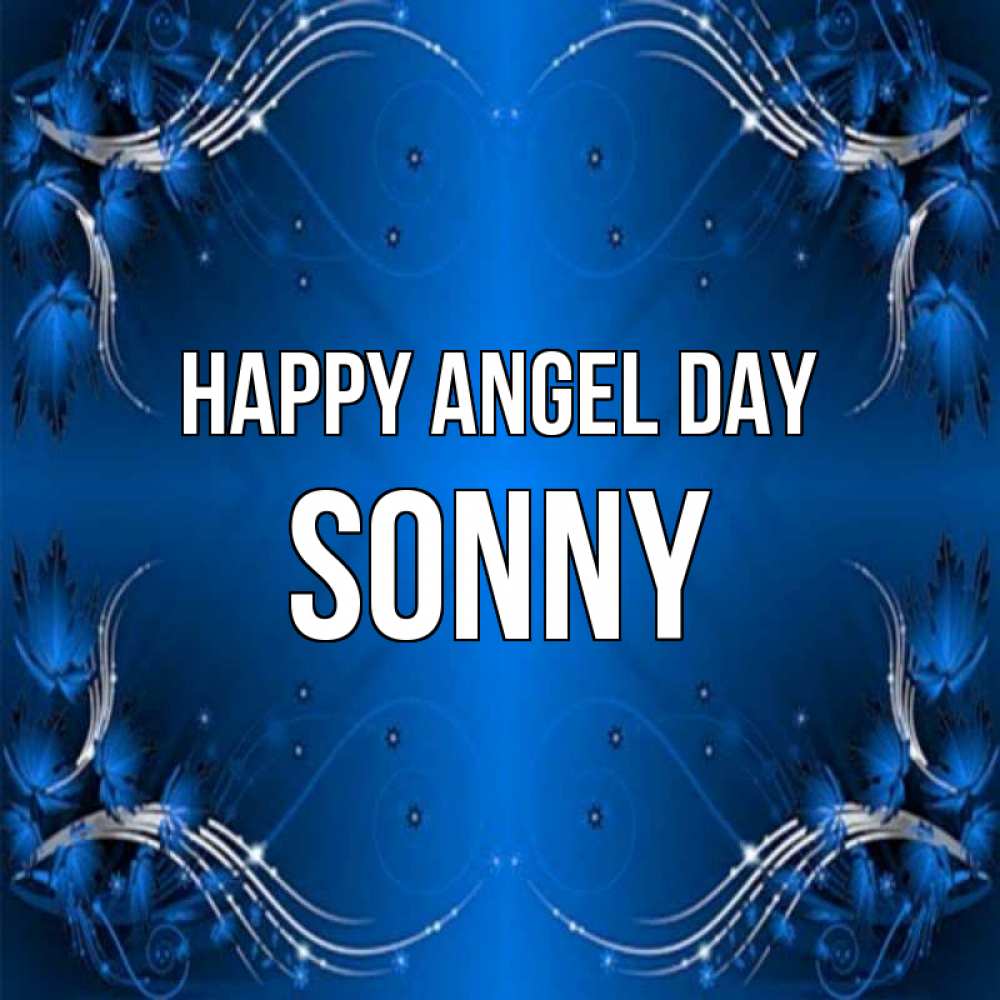 Greetings card с именем, Sonny happy angel day красивая рамочка с узорами Greetings with text for free download 