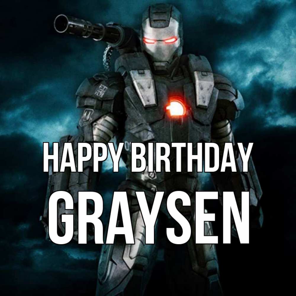 Greetings card с именем, Graysen Happy Birthday марвел супергерой в новом костюме Greetings with text for free download 