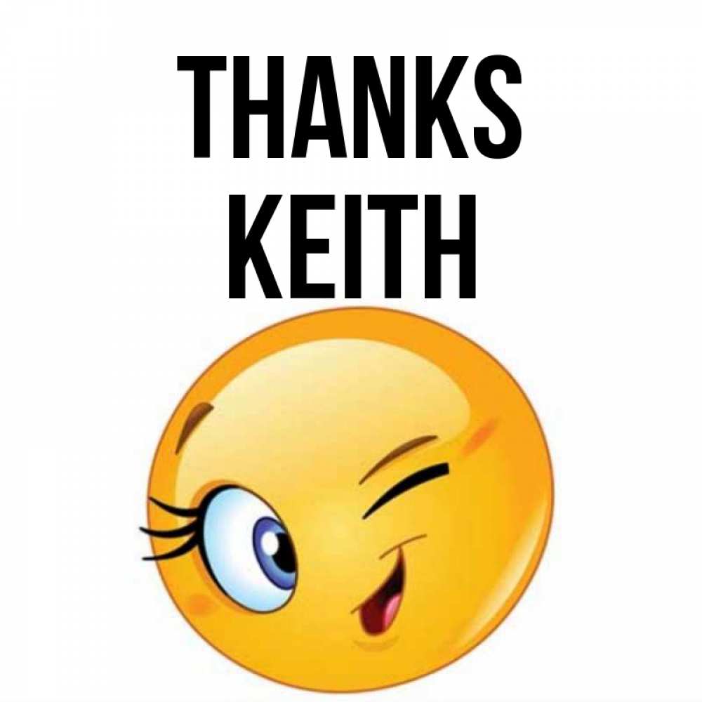 Greetings card с именем, Keith Thanks открытка с подмигивающим смайлом Greetings with text for free download 