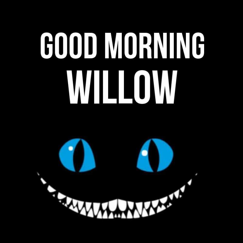 Greetings card с именем, Willow Good morning голубые глаза и зубки Greetings with text for free download 