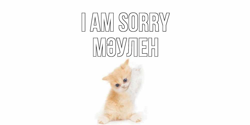 Greetings card с именем, МӘУЛЕН I am sorry кот Greetings with text for free download 