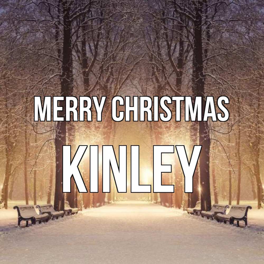 Greetings card с именем, Kinley Merry Christmas зима, парк, фонарь, лес Greetings with text for free download 