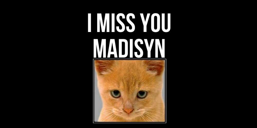 Greetings card с именем, Madisyn I miss you открытки рыжий котенок скучает по тебе Greetings with text for free download 