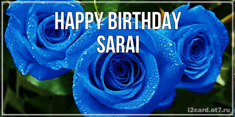 Greetings card с именем, Sarai Happy Birthday розы с синим цветом Greetings with text for free download 