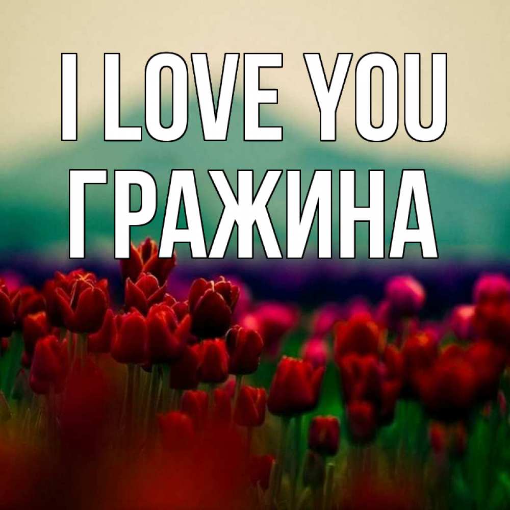 Greetings card с именем, Гражина I love you тюльпаны 4 Greetings with text for free download 