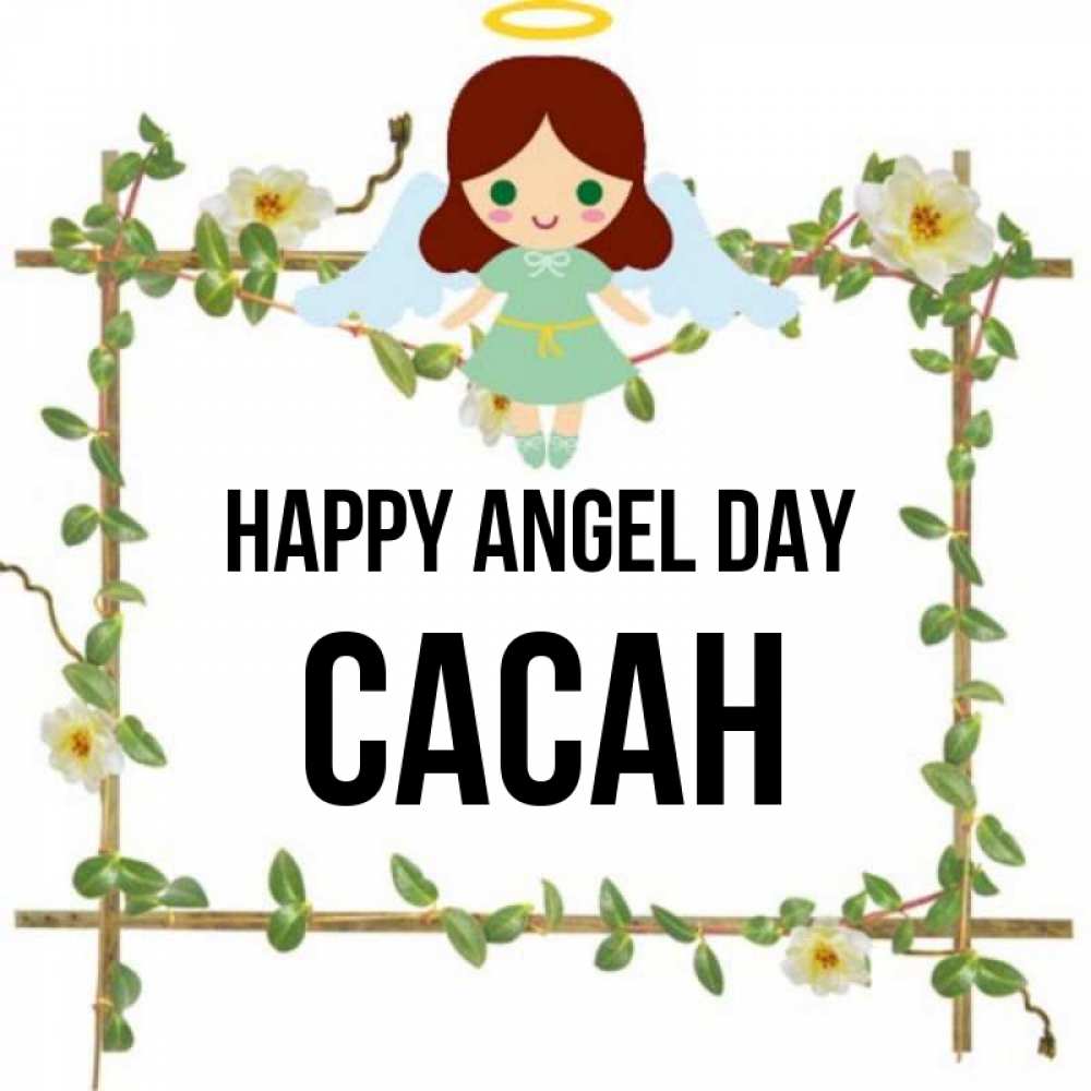 Greetings card с именем, САСАН happy angel day Ангел с нимбом Greetings with text for free download 