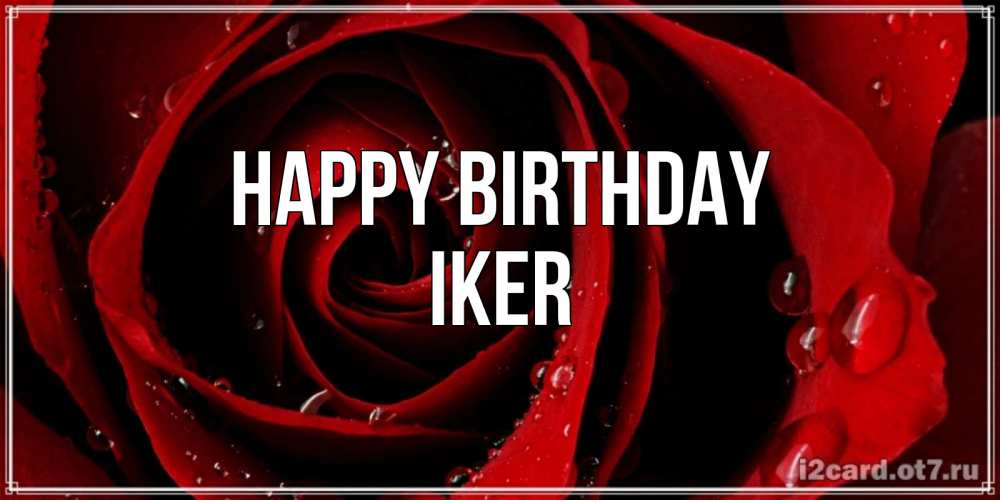 Greetings card с именем, Iker Happy Birthday крупная бордовая роза Greetings with text for free download 