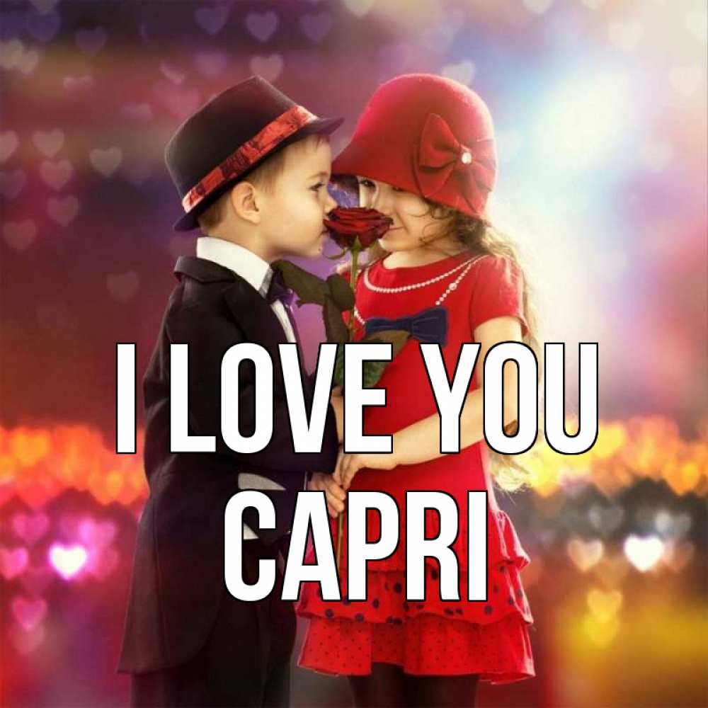 Greetings card с именем, Capri I love you черное и красное и роза Greetings with text for free download 