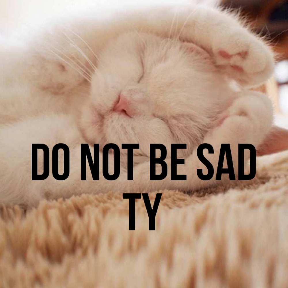 Greetings card с именем, Ty Do not be sad Котенок спит Greetings with text for free download 