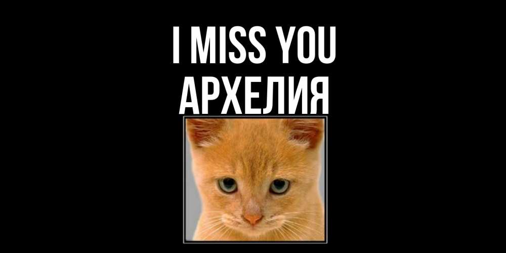 Greetings card с именем, Архелия I miss you открытки рыжий котенок скучает по тебе Greetings with text for free download 
