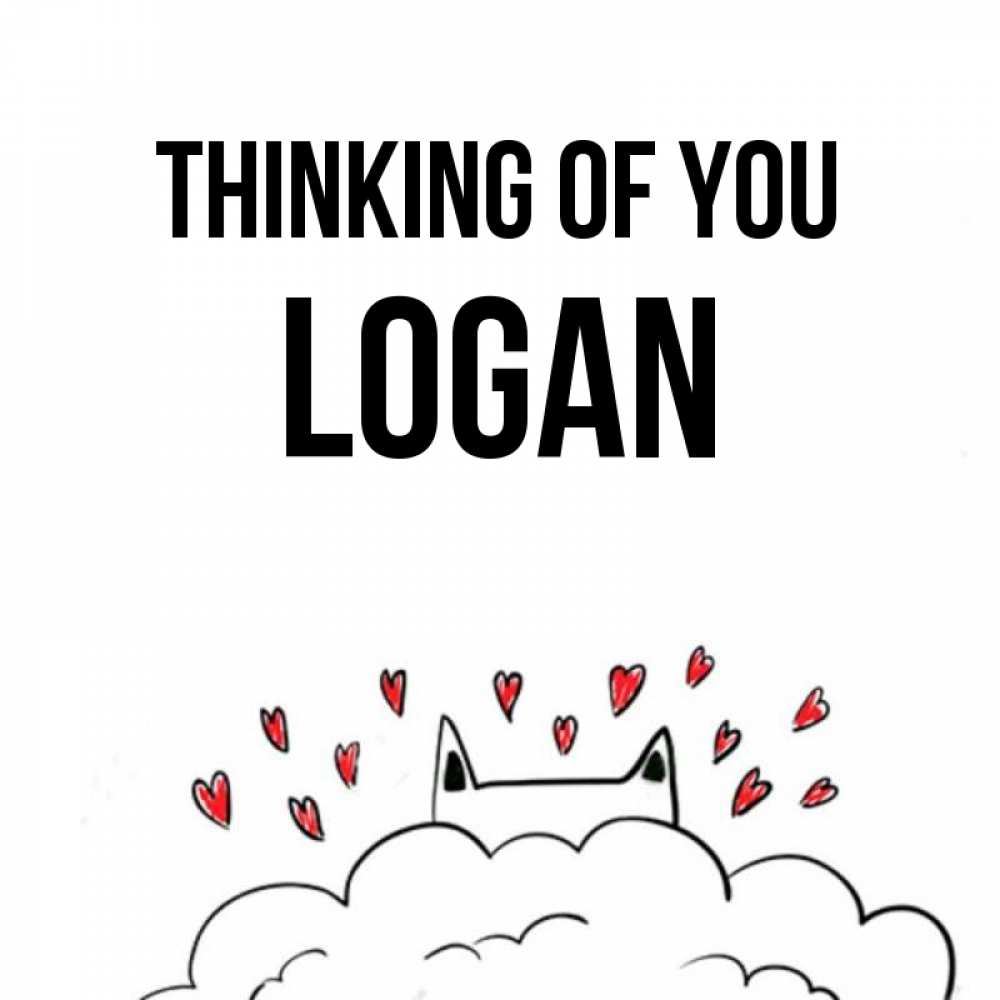 Greetings card с именем, Logan Thinking of you кот за облаком Greetings with text for free download 