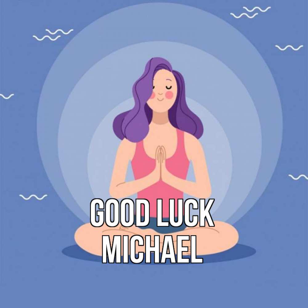 Greetings card с именем, Michael Good luck девушка с фиолетовыми волосами Greetings with text for free download 