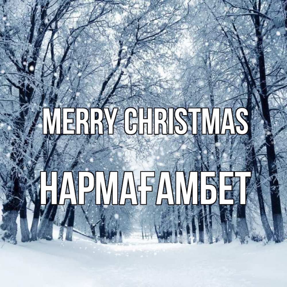 Greetings card с именем, НАРМАҒАМБЕТ Merry Christmas снег, лес, парк Greetings with text for free download 