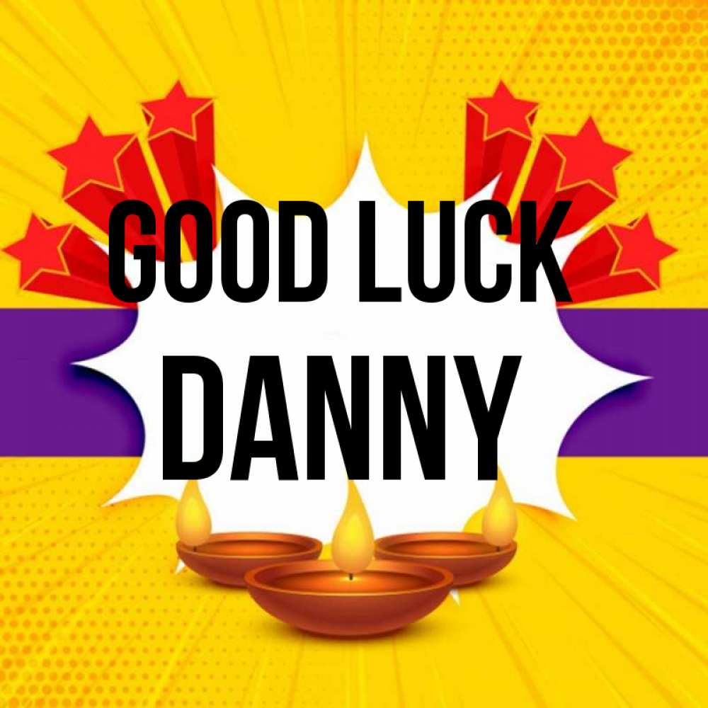 Greetings card с именем, Danny Good luck векторное изображение Greetings with text for free download 