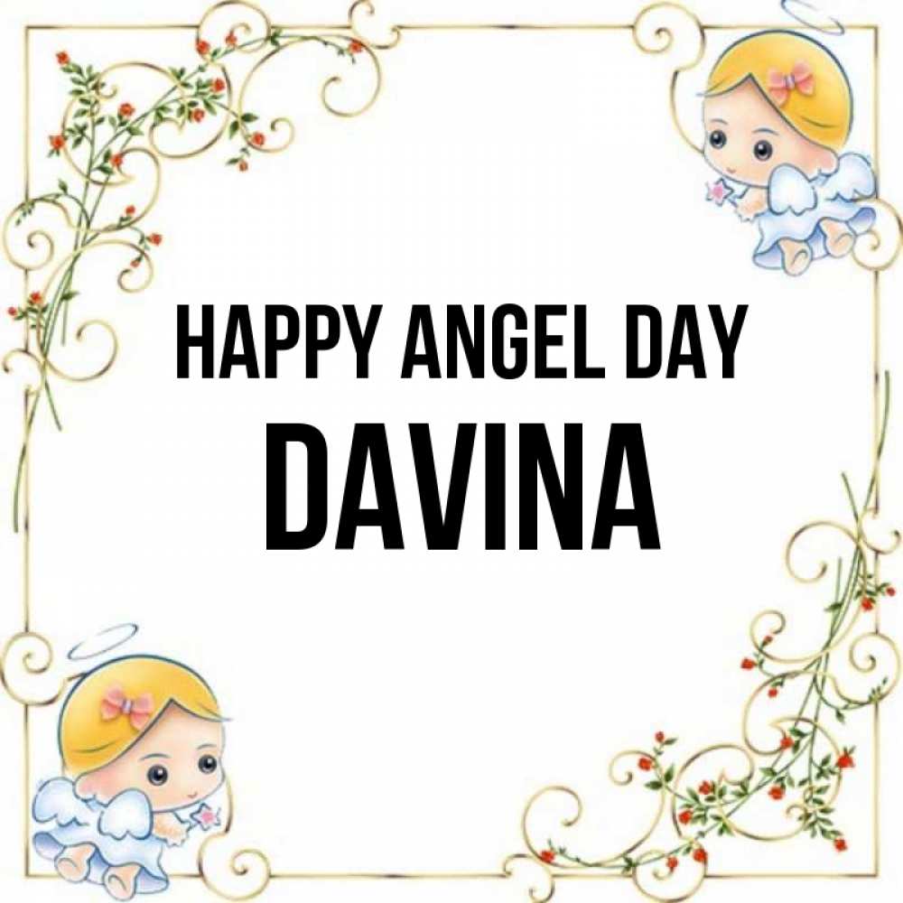 Greetings card с именем, Davina happy angel day девочки ангелы Greetings with text for free download 