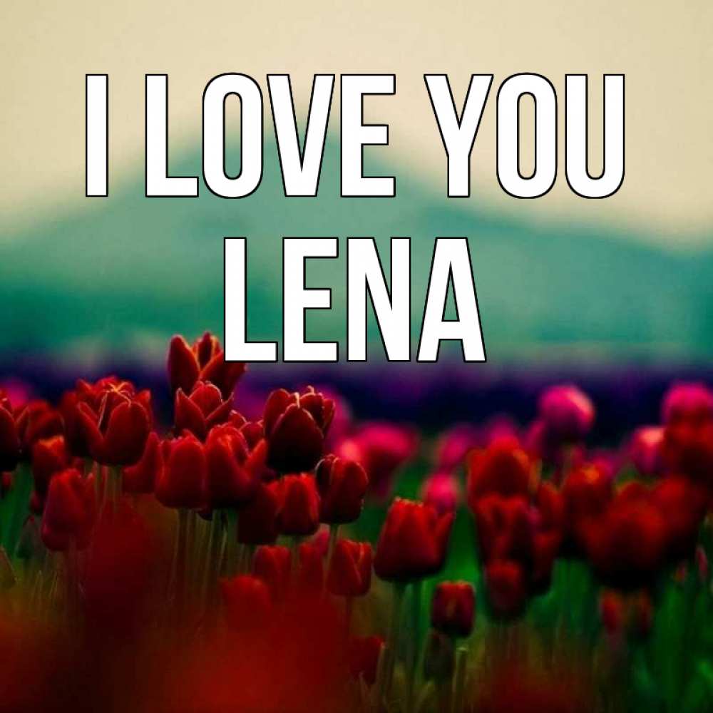 Greetings card с именем, Lena I love you тюльпаны 4 Greetings with text for free download 