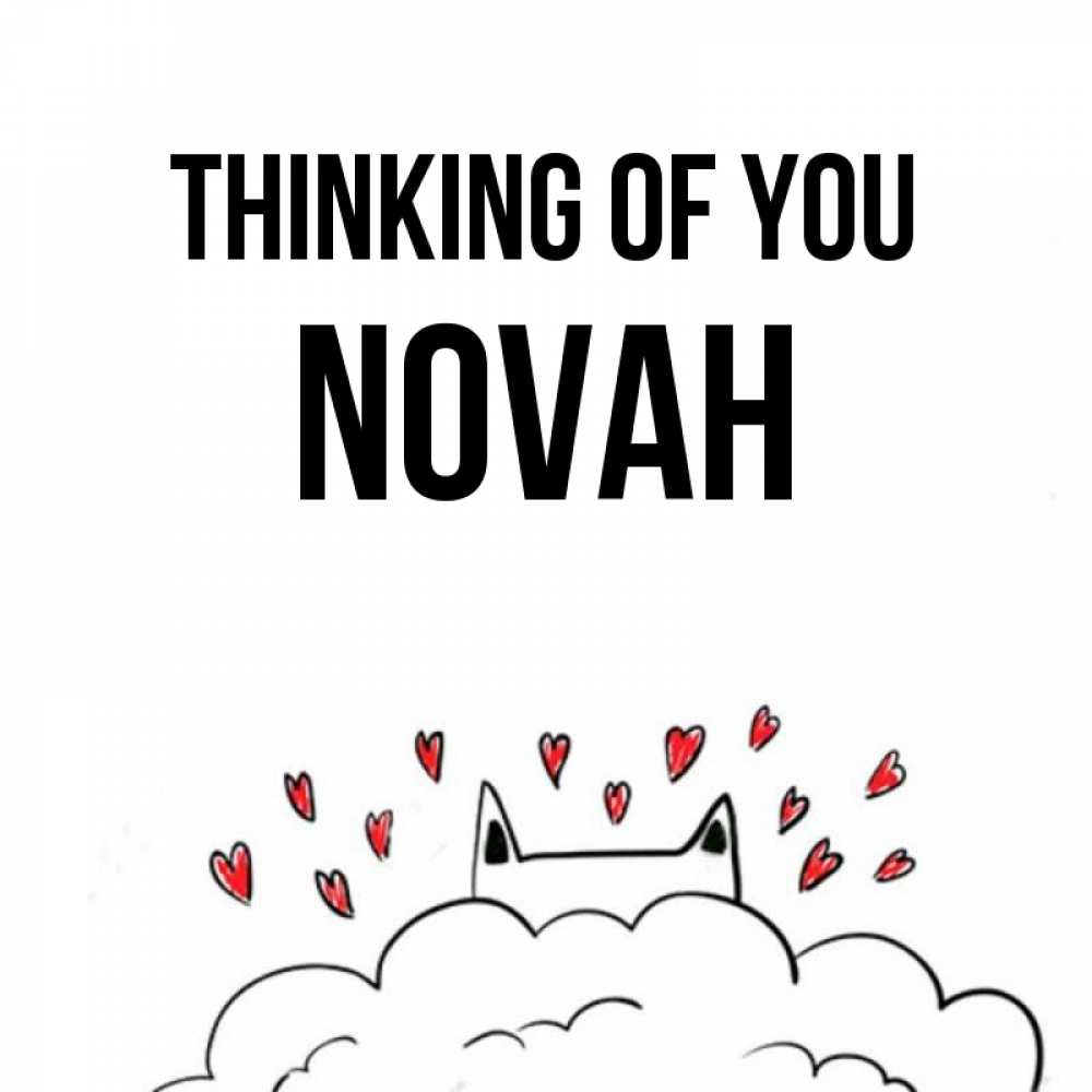 Greetings card с именем, Novah Thinking of you кот за облаком Greetings with text for free download 