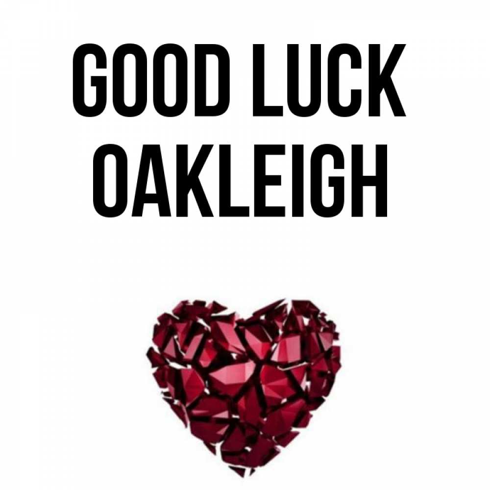 Greetings card с именем, Oakleigh Good luck бордовое из кристаллов  1 Greetings with text for free download 