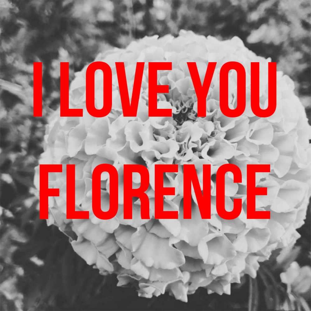 Greetings card с именем, Florence I love you подпись Greetings with text for free download 