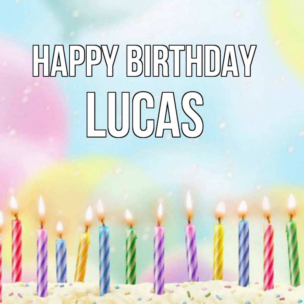Greetings card с именем, Lucas Happy Birthday разноцветное Greetings with text for free download 