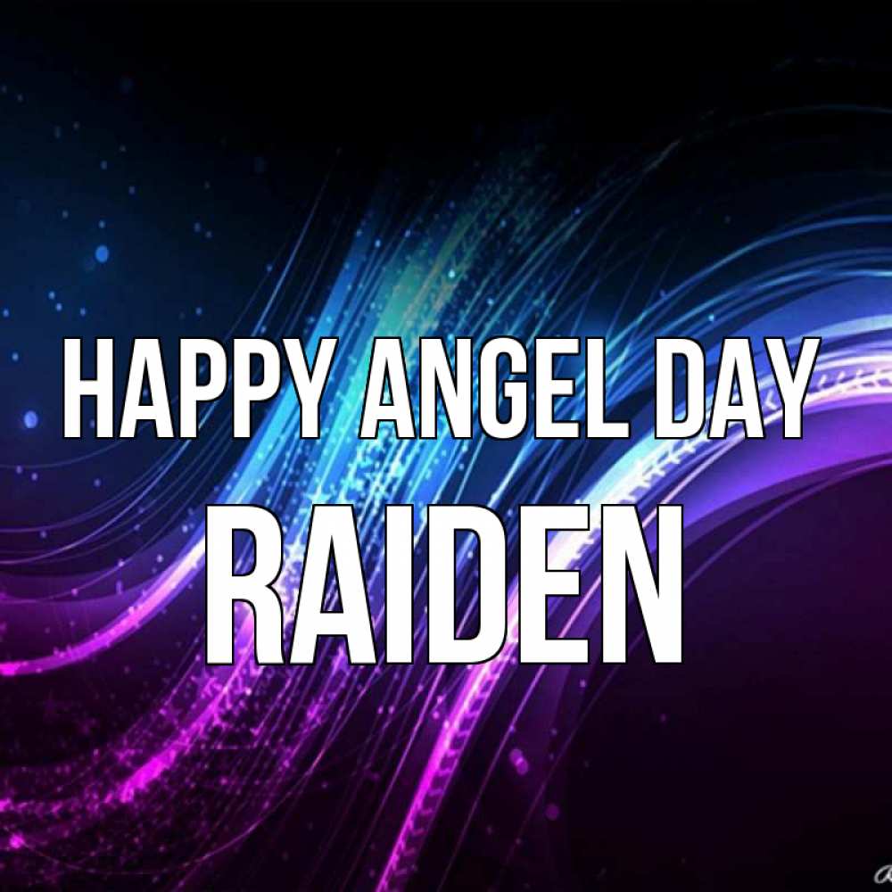 Greetings card с именем, Raiden happy angel day фиолетовый фон Greetings with text for free download 