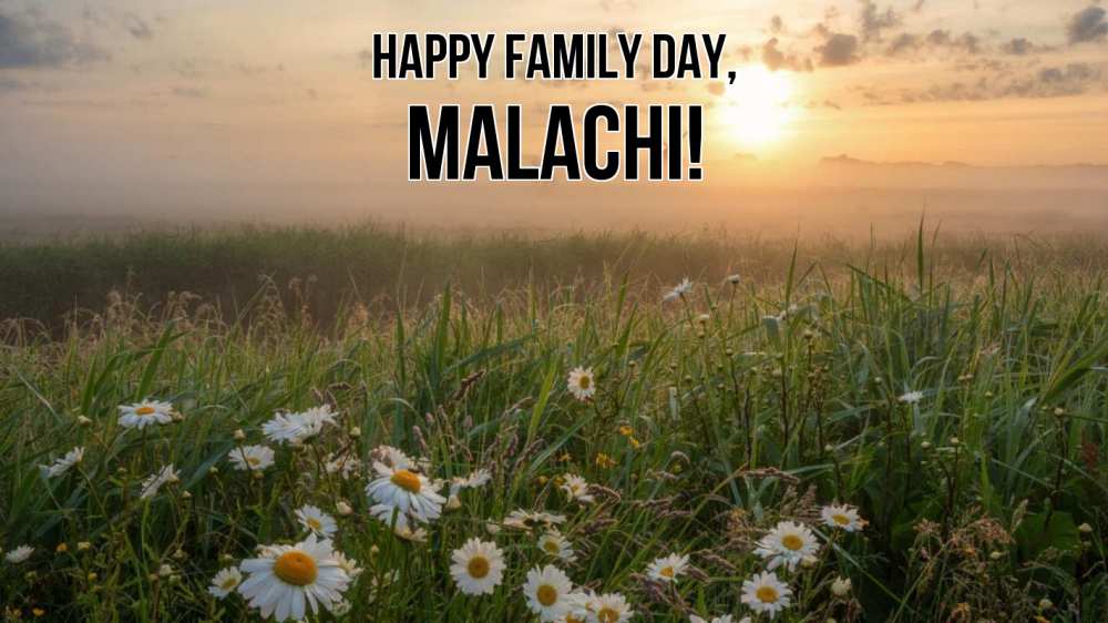 Greetings card с именем, Malachi happy family day с днем семьи Greetings with text for free download 